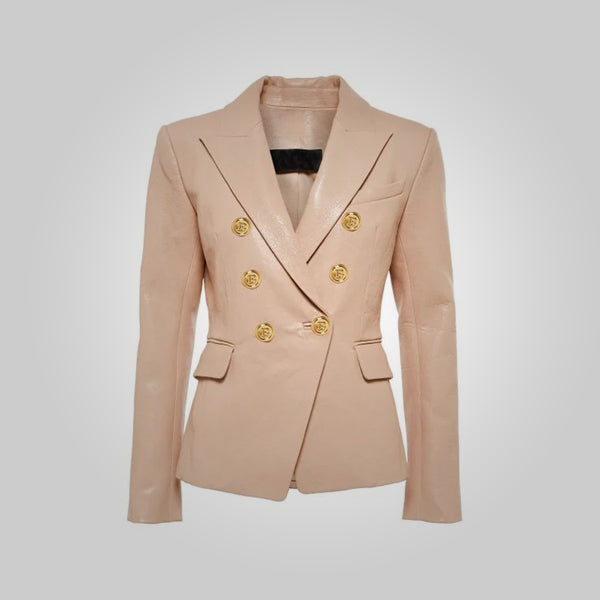Womens Natural Brown Nappa Leather Blazer