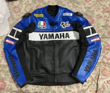 Load image into Gallery viewer, Yamaha Blue &amp; Black Motorbike Leather Jacket

