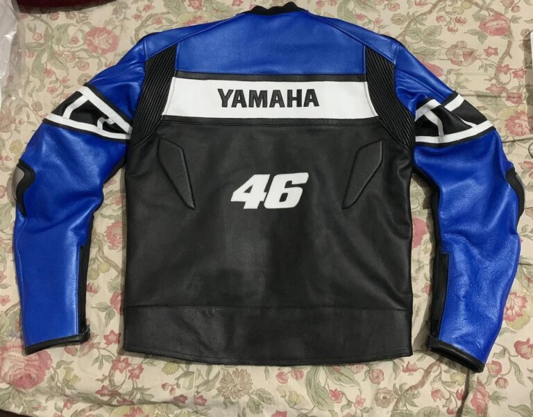 Yamaha Blue & Black Motorbike Leather Jacket