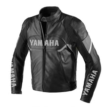 Load image into Gallery viewer, Black Yamaha Leather Racing Jacket
