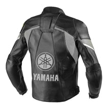 Load image into Gallery viewer, Black Yamaha Leather Racing Jacket
