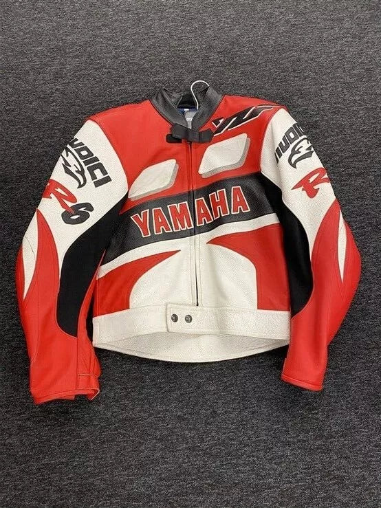 Yamaha New Style Motorcycle Riding Cowhide Leather Biker Jacket