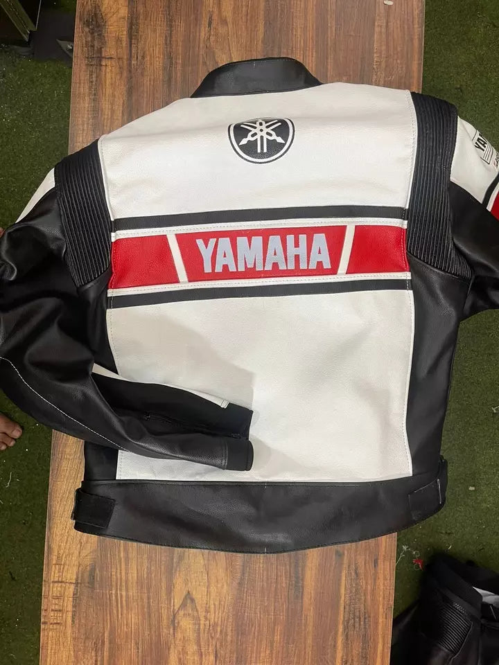 Yamaha Racing Leather Jacket Genuine Cowhide Biker Jacket