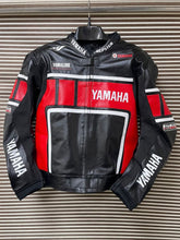 Load image into Gallery viewer, Black Yamaha Racing Motorcycle Leather Jacket
