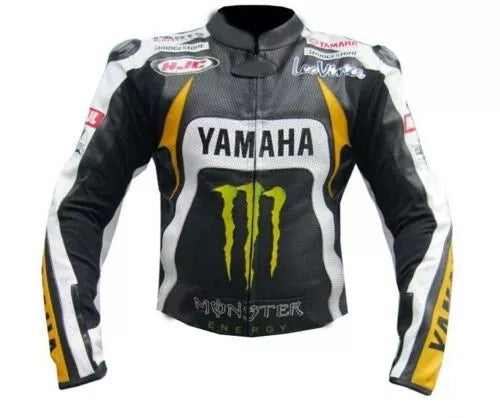 Yamaha Racing Cowhide Leather Biker Jacket