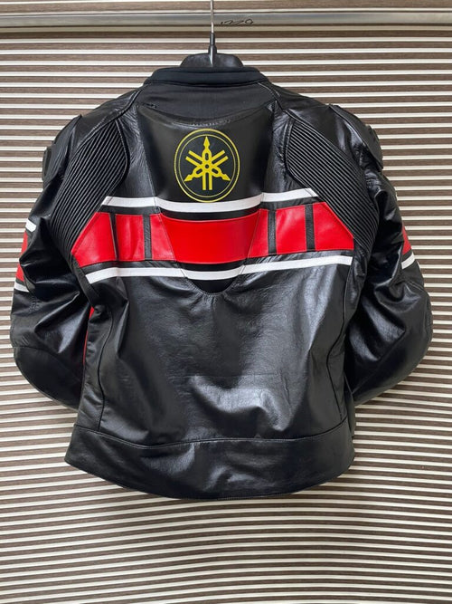 Black Yamaha Racing Motorcycle Leather Jacket