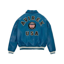 Load image into Gallery viewer, Men's Avirex Jacket - Teal Varsity Leather Bomber  Jacket
