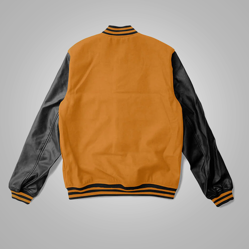 black and orange varsity jacket