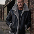 silver gray lined shearling jacket