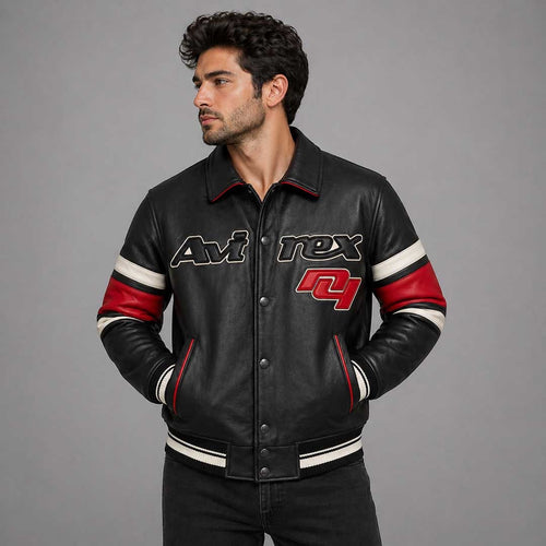 Black Letterman Avirex Leather Jacket