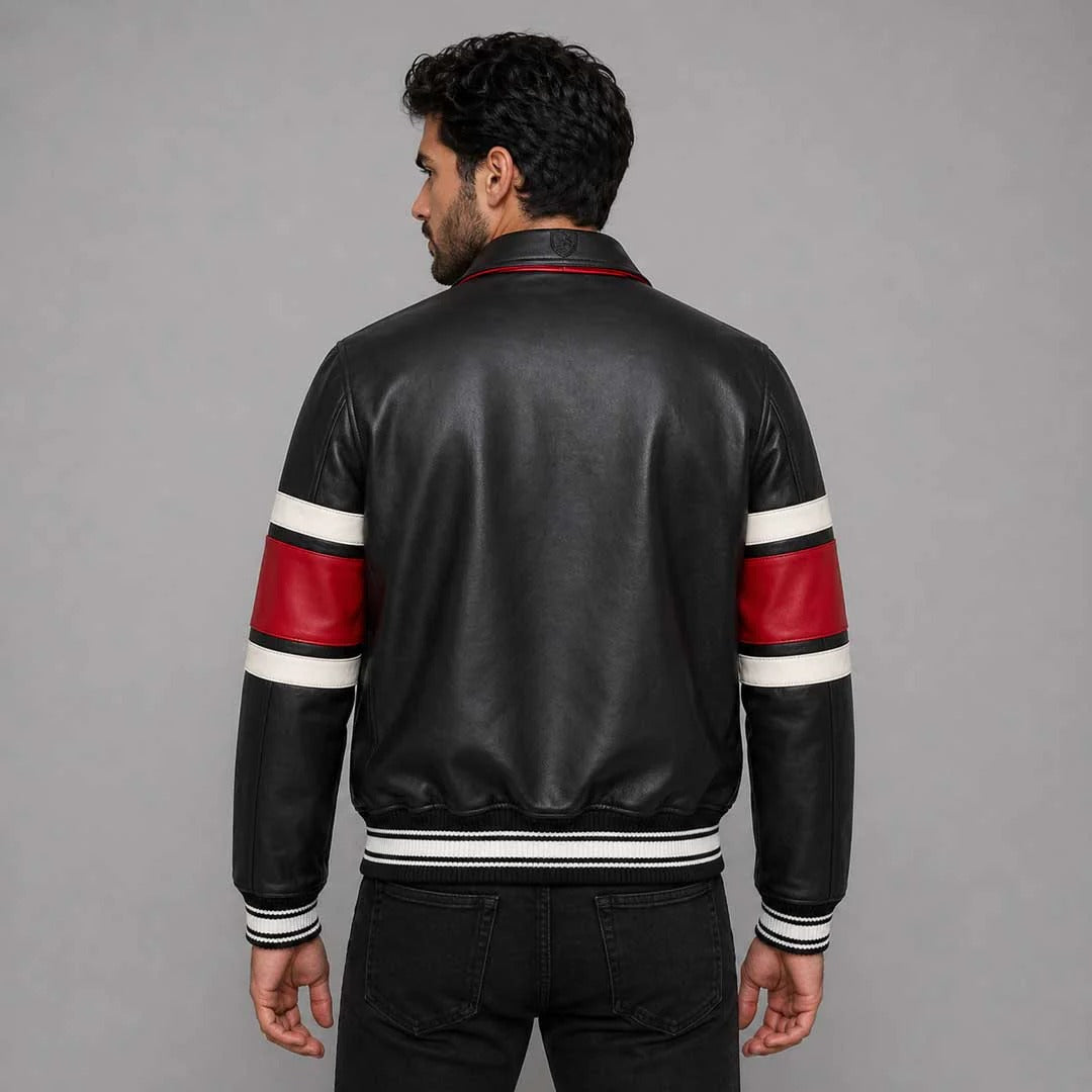 Black Letterman Avirex Leather Jacket