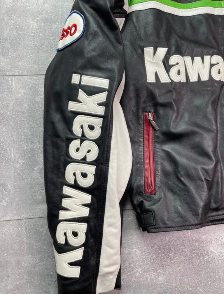 Trending Cowhide Kawasaki Motorcycle Racing Leather Jacket 4XL