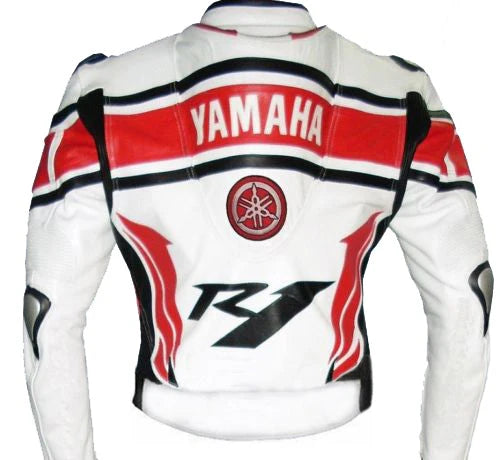 Yamaha Racing Cowhide White Leather Jacket