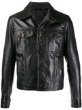 Black Leather Jacket - Shearling leather