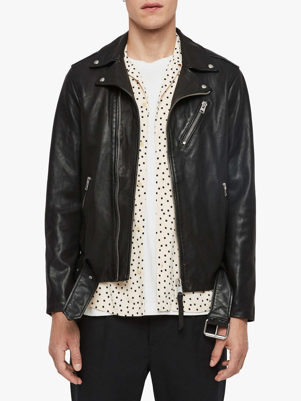 Natty Black Jacket For Men - Shearling leather