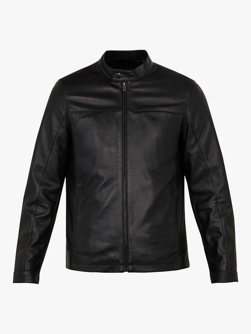 Black Leather Jacket - Shearling leather