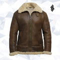 Men's Brown Sheepskin Flying Jacket - Shearling leather