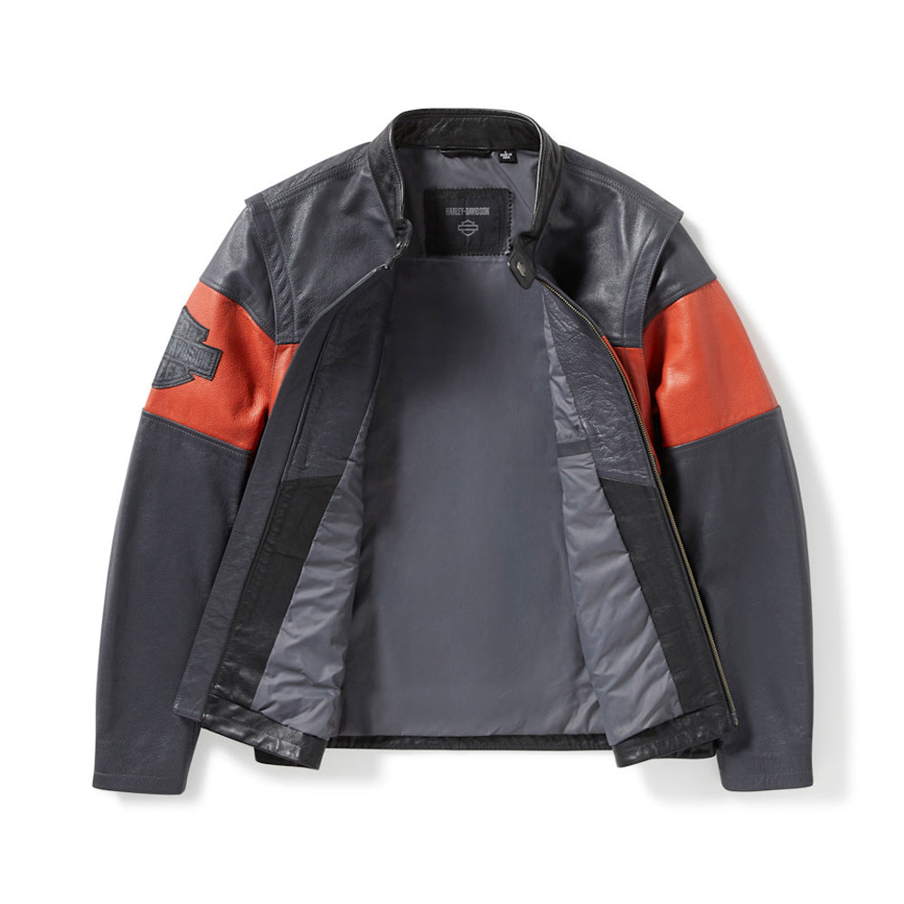 Gray and red jacket on a white background