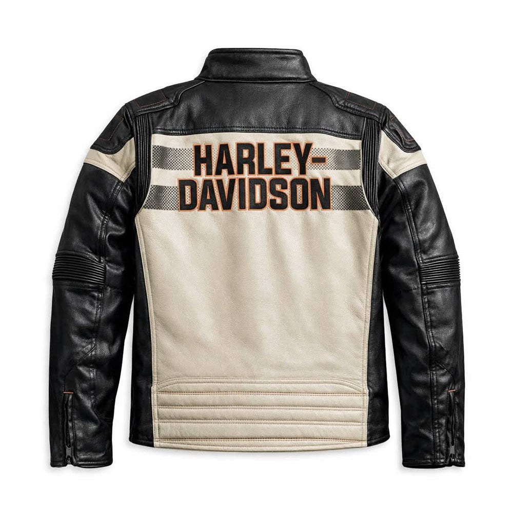 Harley-Davidson Windale leather jacket back with large logo and action panels
