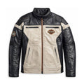 Men’s black and cream Harley-Davidson Windale cowhide leather jacket front view