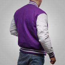 Load image into Gallery viewer, purple letterman jacket
