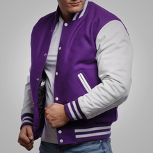 Load image into Gallery viewer, purple-letterman-jacket
