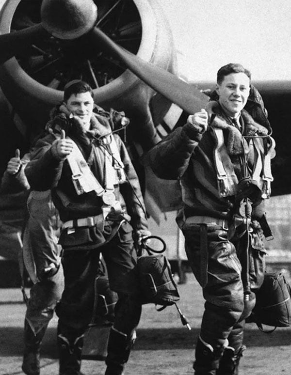 crew wearing shearling jacket 1990's photo