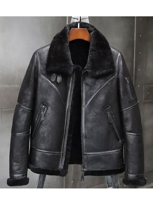 Aviator Winter Fur Bomber Leather Jacket | Aviator Shearling Jackets