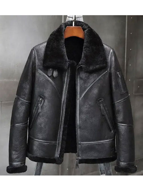 Aviator Winter Fur Bomber Leather Jacket | Aviator Shearling Jackets