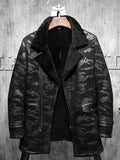 Men’s Black RAF Aviator Flying Fur Pilots Long Jacket Coat Fur Coat