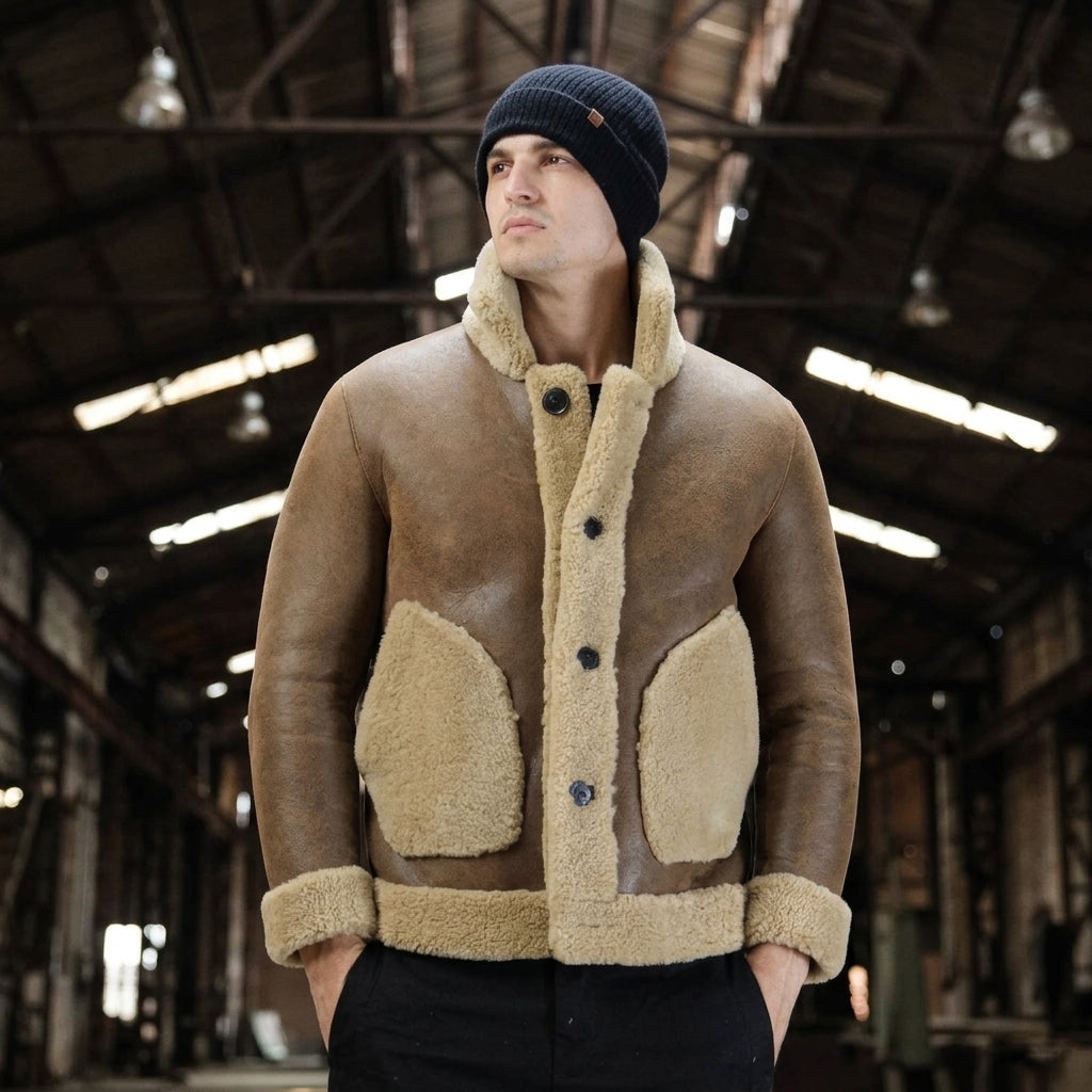 shearling jacket front view