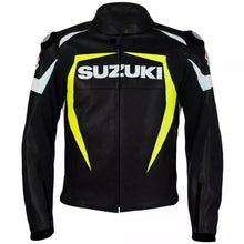 Load image into Gallery viewer, Men’s Suzuki Racing Black Leather Jacket
