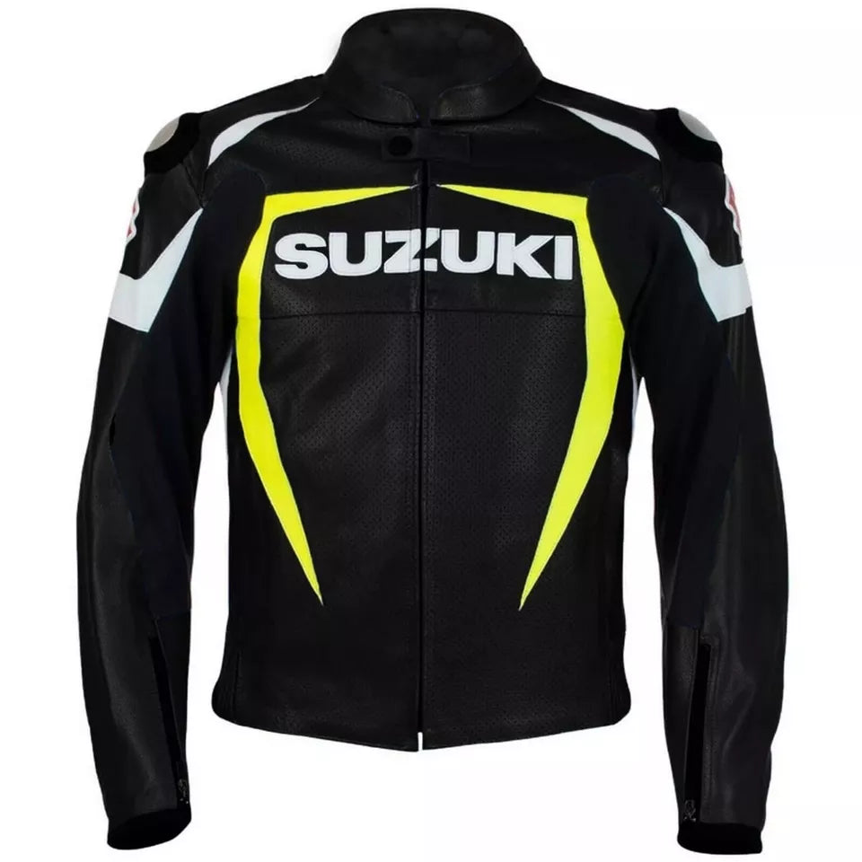 Men’s Suzuki Racing Black Leather Jacket
