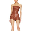 women leather romper