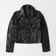 Load image into Gallery viewer, Women black  Biker Leather Jacket
