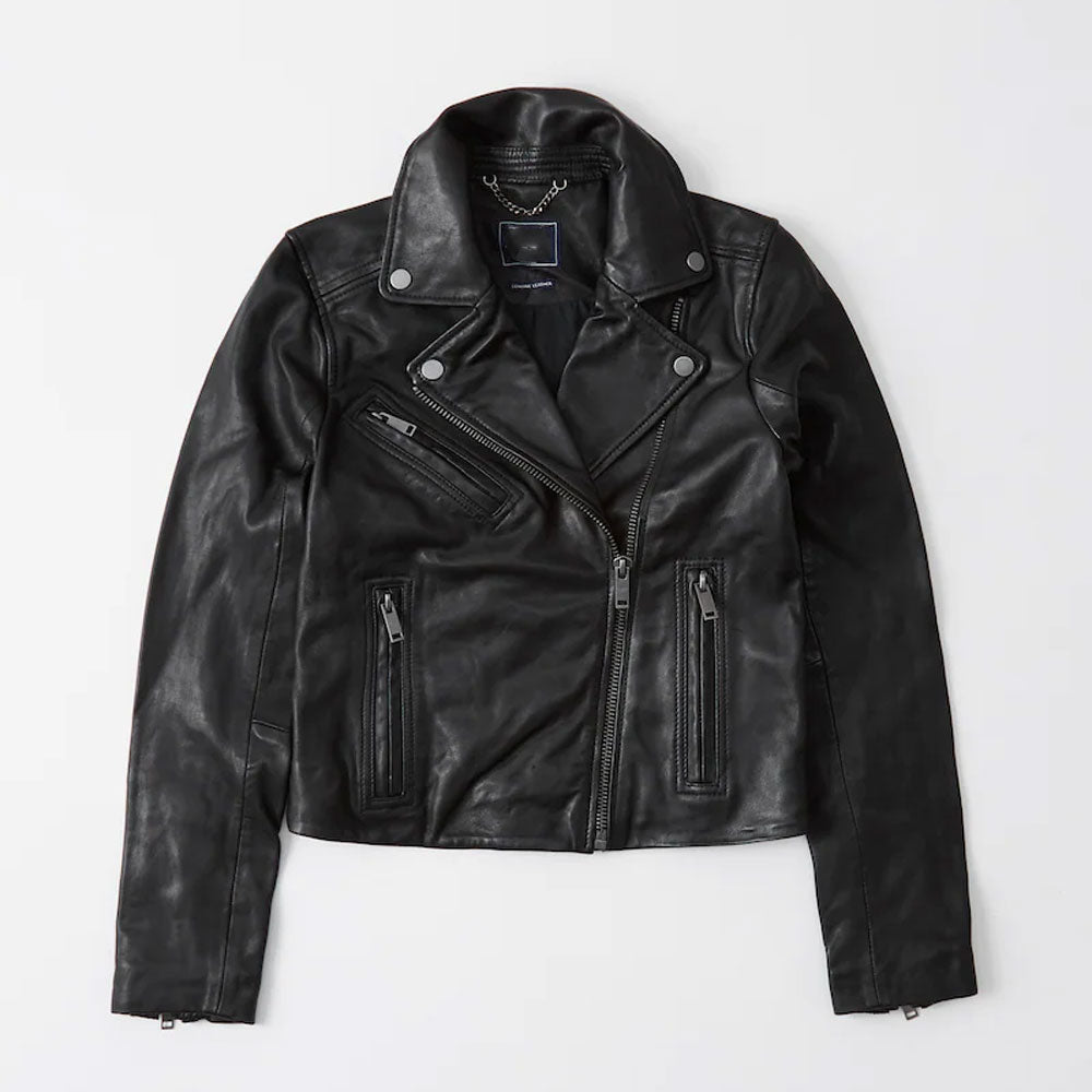Women black  Biker Leather Jacket