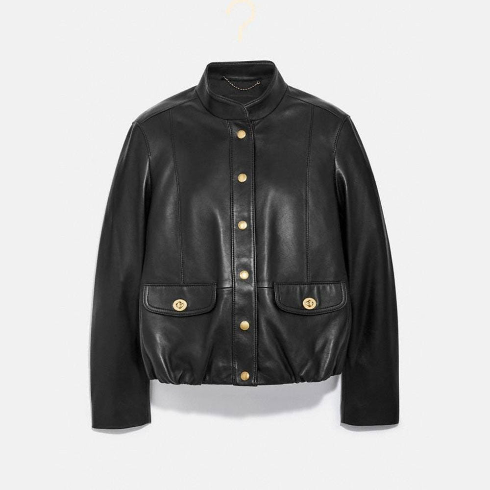 Women's Black Biker Aviator  Sheepskin Shearling Leather Jacket