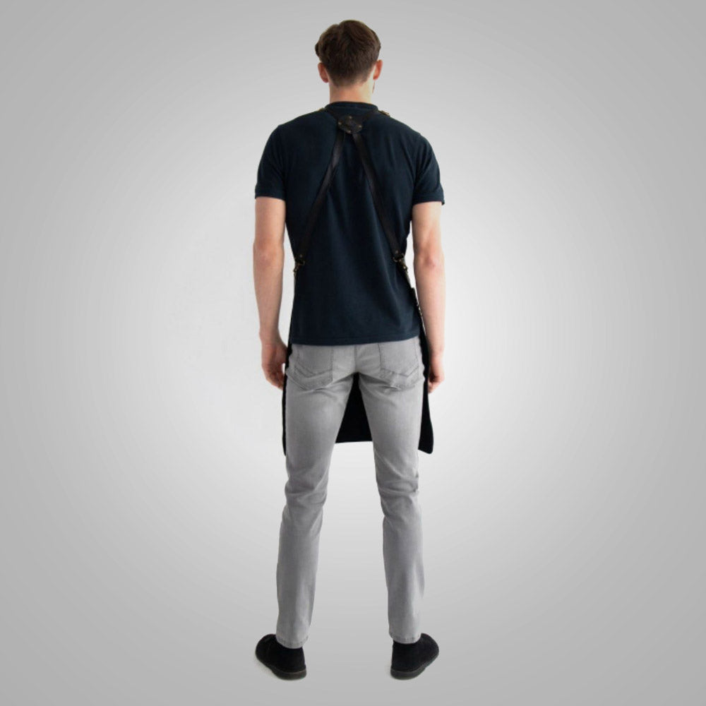 New ‏Men Black Sheepskin Handmade Leather Apron