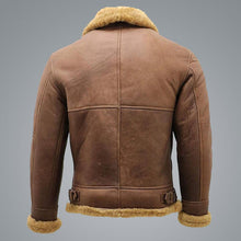 Load image into Gallery viewer, Mens Brown B3 Shearling Sheepskin WW2 Bomber Leather Flying Aviator Jacket
