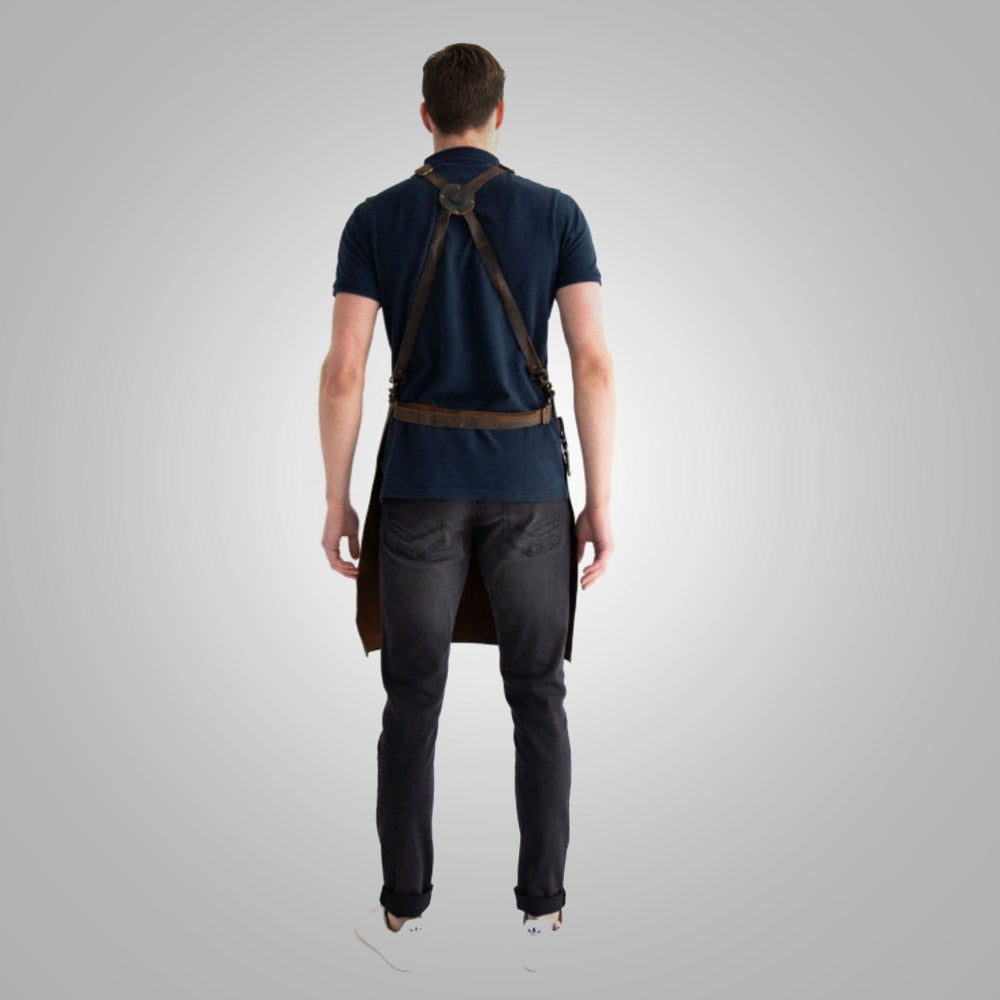 Men New Handmade Sheepskin Brown Leather Apron