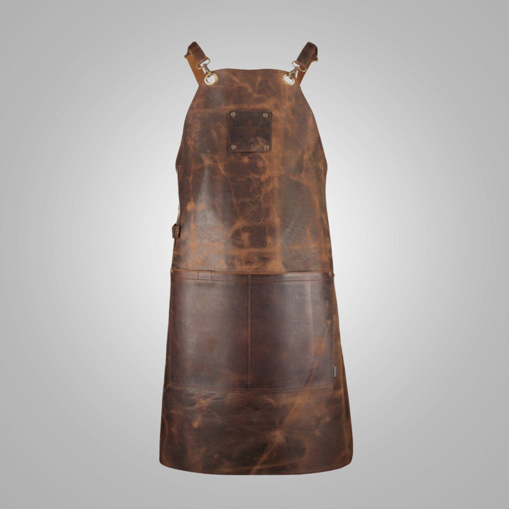 Men New Handmade Sheepskin Brown Leather Apron