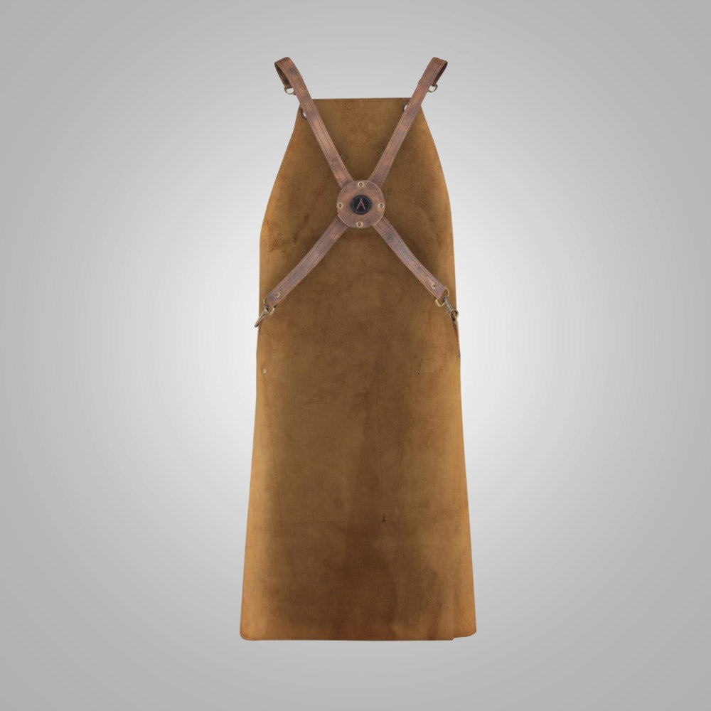 Men New Handmade Sheepskin Brown Leather Apron