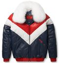 Leather V-Bomber Jacket - Shearling leather