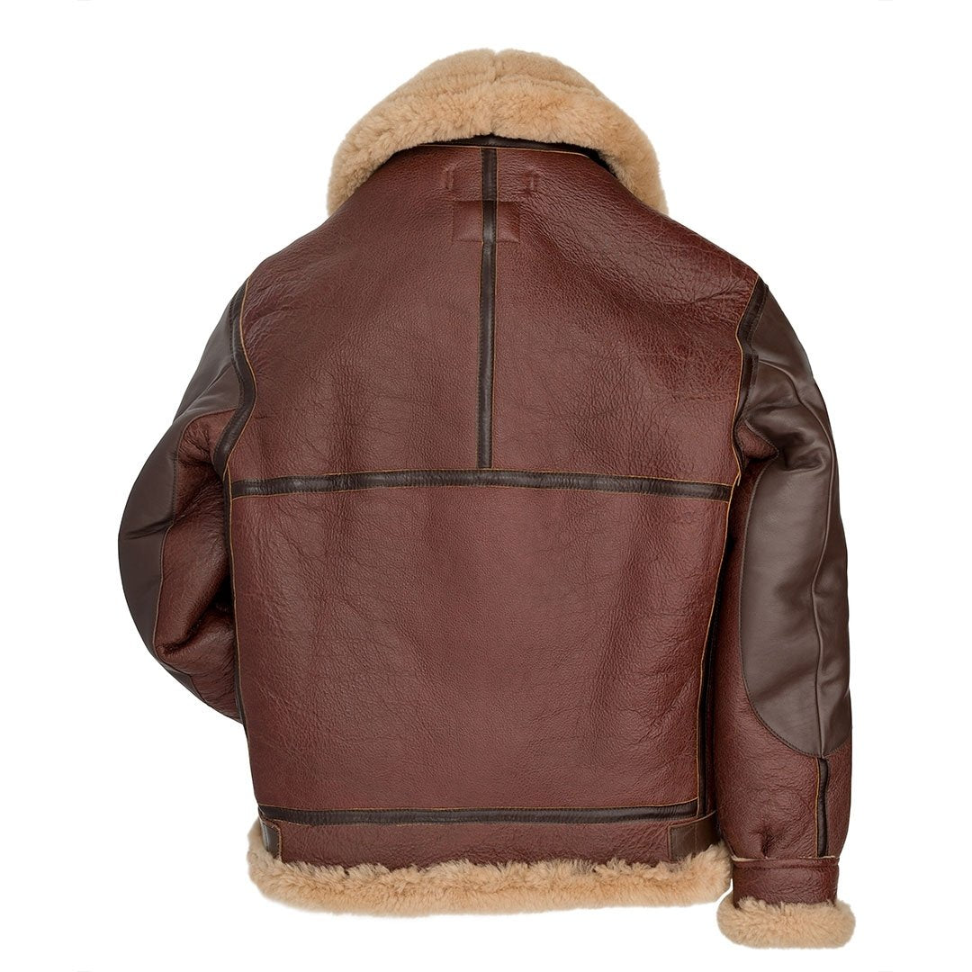B-3 Bomber 1941 Pearl Harbor Brown Leather Jacket - Shearling leather