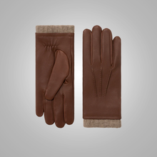 Load image into Gallery viewer, New Men Brown American Deerskin Leather Gloves with Cashmere Lining
