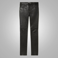 Mens Black Leather Sheep Skin Leather Biker Jeans Pant