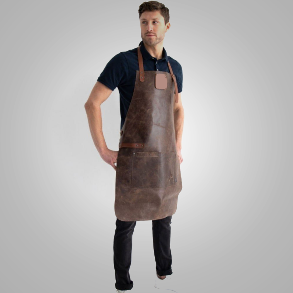 New Brown Men Handmade Sheepskin Long Leather Apron