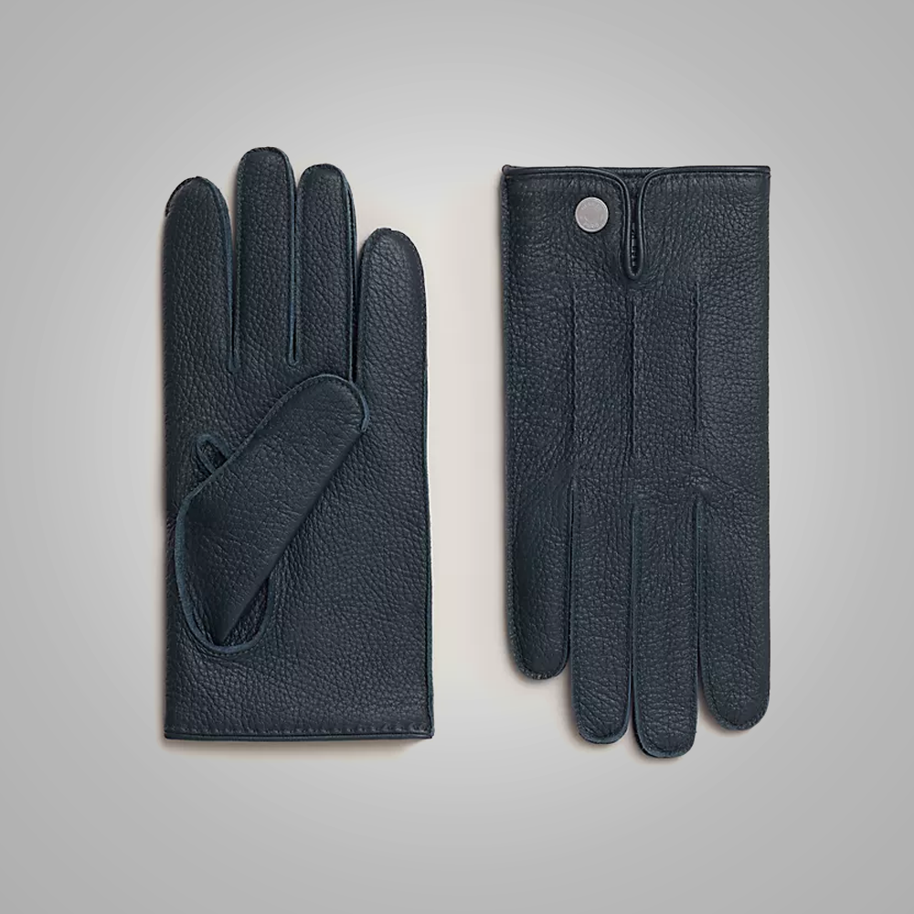 New Men Black Perfect Strech Sheepskin Leather Winter Gloves