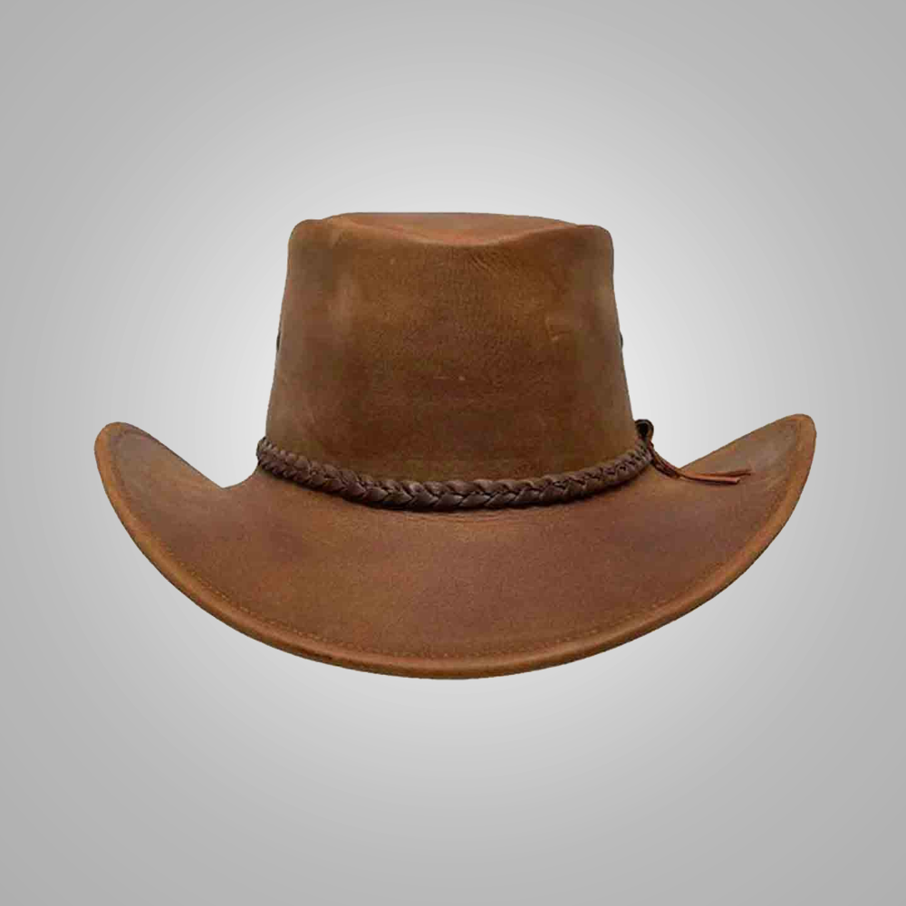 New Men’s Brown Handmade Western Style Leather Cowboy Hat