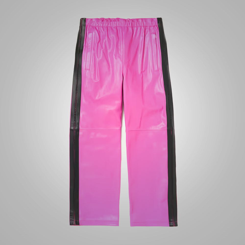 Mens New Pink Real Sheep Skin Leather Pant